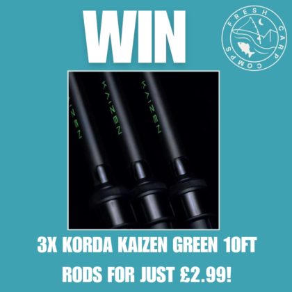 Win 3x Korda Kaizen Green 10ft rods for just £2.99!